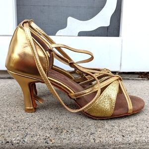 40s/50s Style Gold Dance Heels